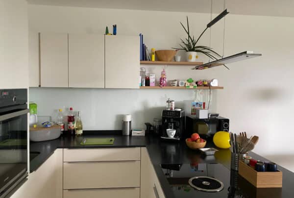 Kompakte Küche wurde in den Wohnraum integriert: Foto neu